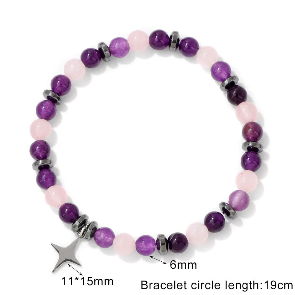 Bracciale con ciondolo a forma di stella con perline in pietra naturale Olivenorma