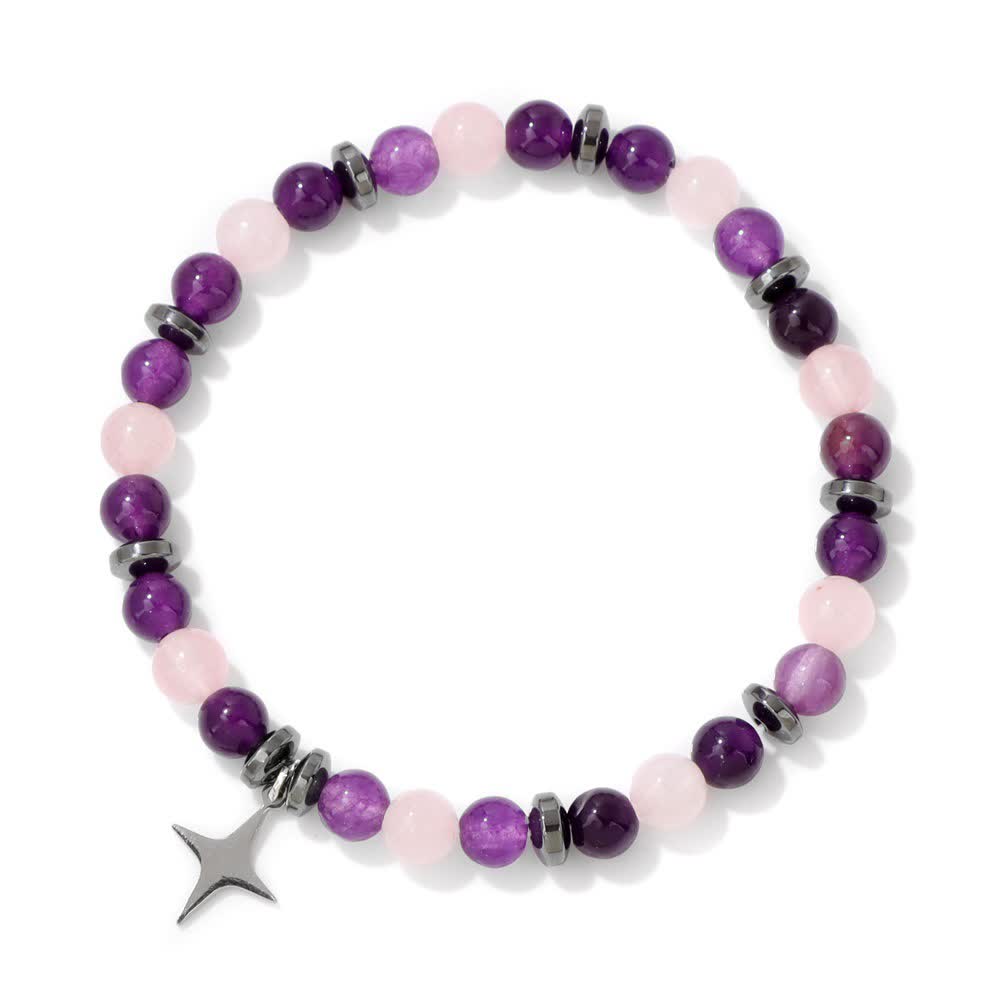 Bracciale con ciondolo a forma di stella con perline in pietra naturale Olivenorma