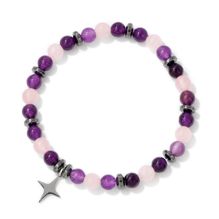 Bracciale con ciondolo a forma di stella con perline in pietra naturale Olivenorma