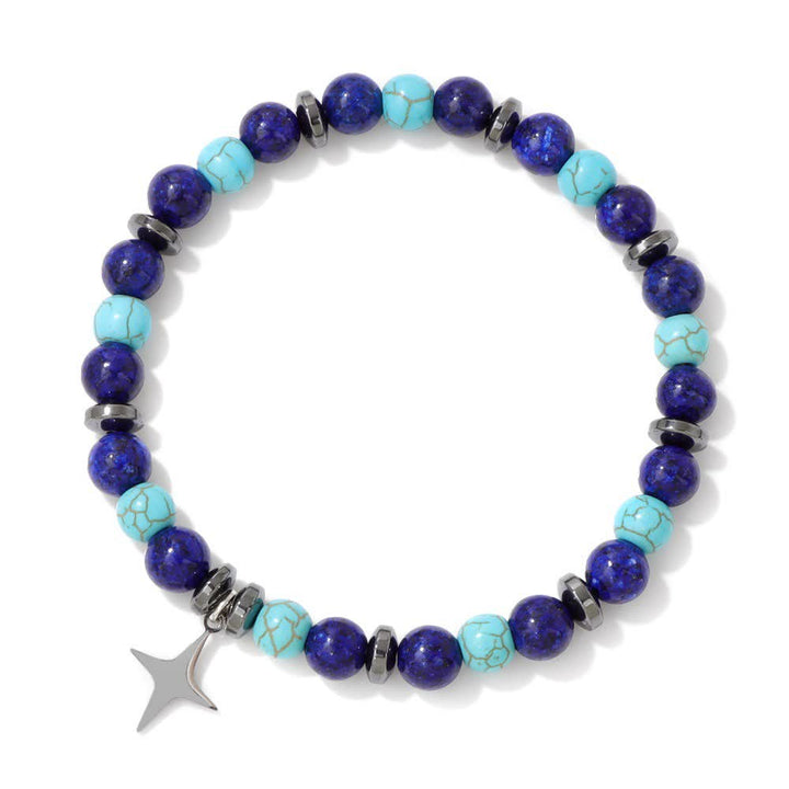 Bracciale con ciondolo a forma di stella con perline in pietra naturale Olivenorma