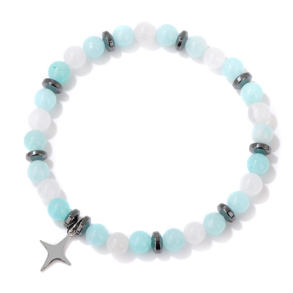 Bracciale con ciondolo a forma di stella con perline in pietra naturale Olivenorma