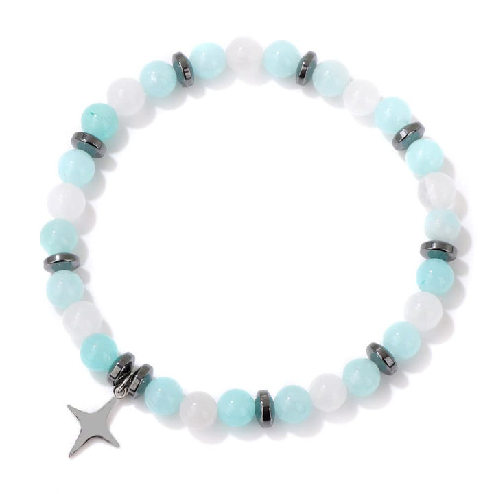 Bracciale con ciondolo a forma di stella con perline in pietra naturale Olivenorma