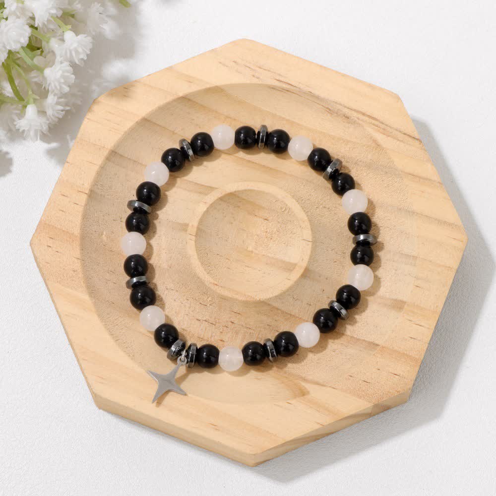 Bracciale con ciondolo a forma di stella con perline in pietra naturale Olivenorma