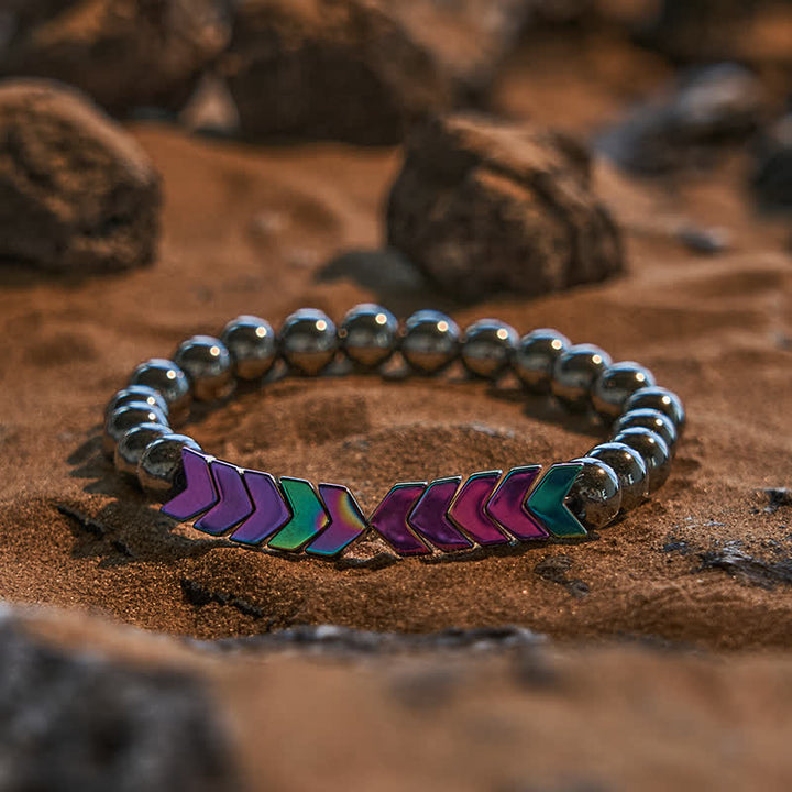 Bracciale con perline colorate a freccia elettroplaccate in ematite naturale Olivenorma 