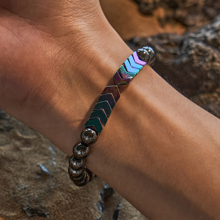 Bracciale con perline colorate a freccia elettroplaccate in ematite naturale Olivenorma 