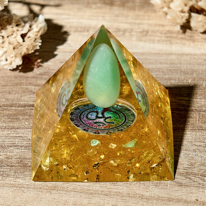 Olivenorma Moonstone Ambra Cristalli curativi Piramide di Orgone