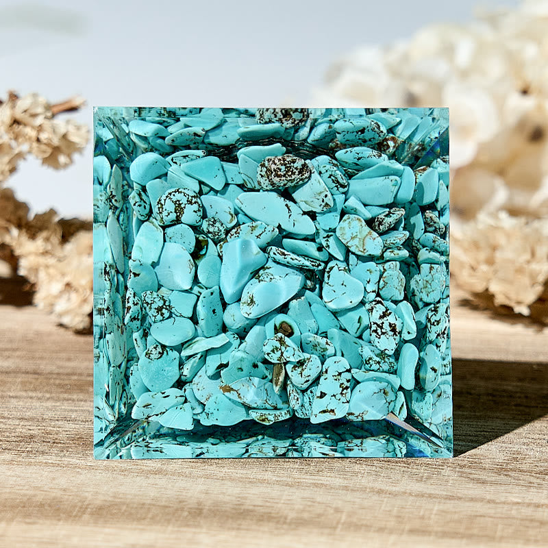 Olivenorma Fiore della Vita Turchese Ottimismo Orgone Piramide