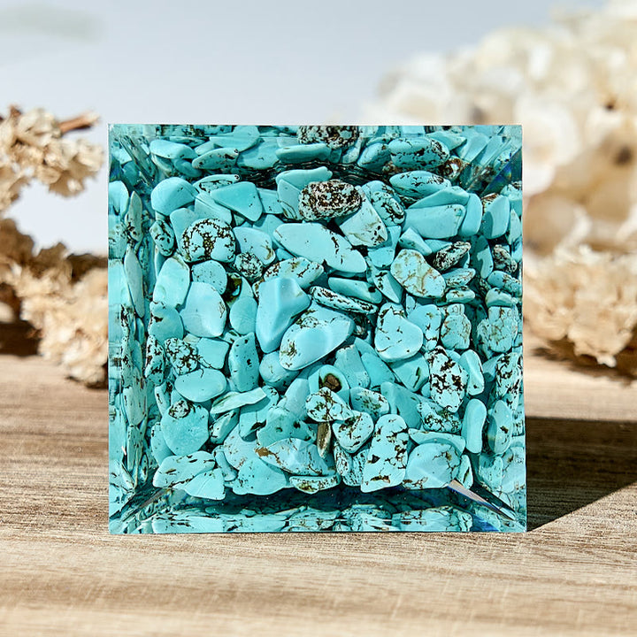 Olivenorma Fiore della Vita Turchese Ottimismo Orgone Piramide