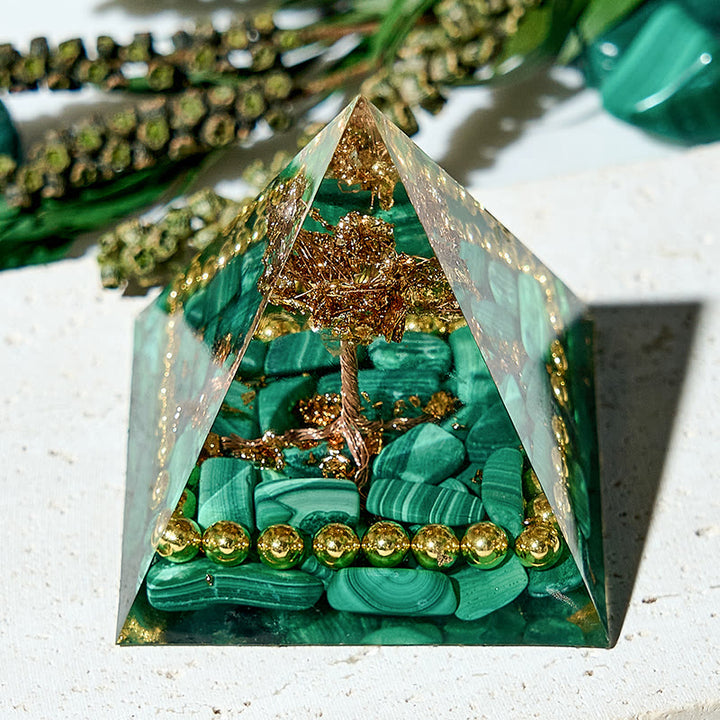 Olivenorma Malachite bilanciamento naturale guarigione chakra piramide organica