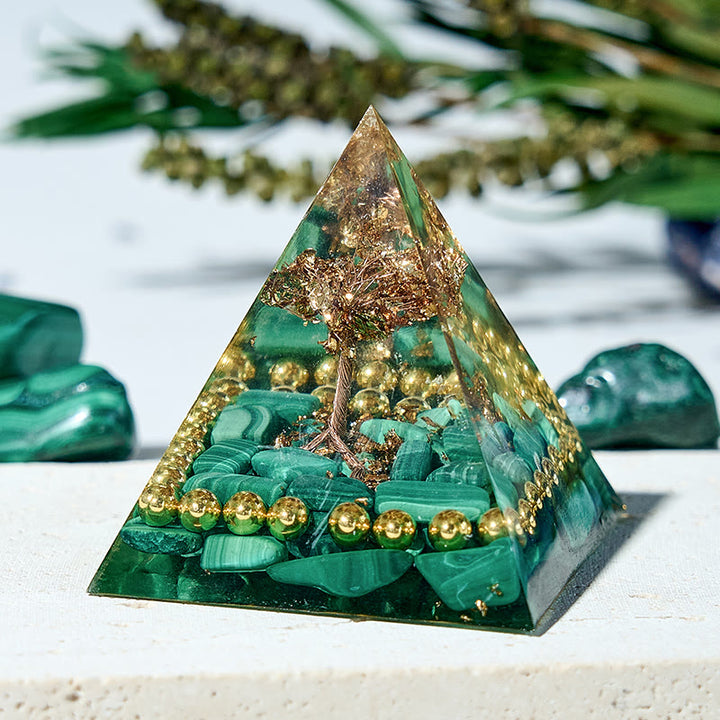 Olivenorma Malachite bilanciamento naturale guarigione chakra piramide organica