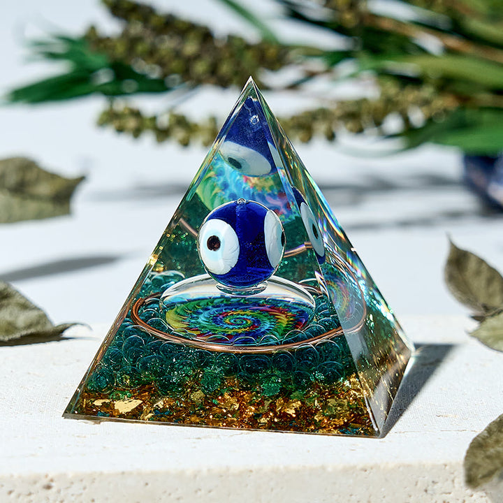 Olivenorma Acquamarina Piramide di energia di protezione fatta a mano Orgone