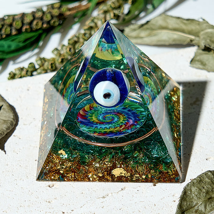 Olivenorma Acquamarina Piramide di energia di protezione fatta a mano Orgone