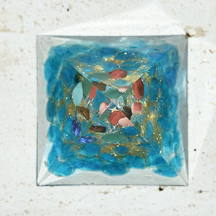 Olivenorma Albero della Vita Acquamarina Chakra Energia Orgone Piramide