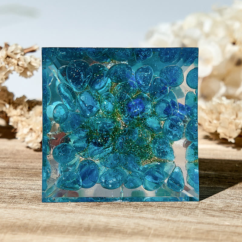 Olivenorma Albero della Vita Acquamarina Chakra Energia Orgone Piramide
