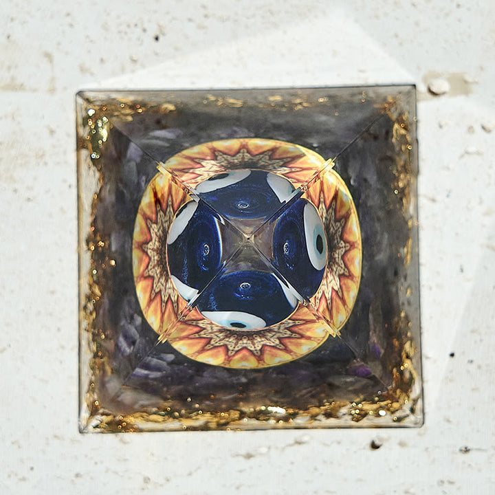 Olivenorma Ametista Malocchio Fatto a Mano Cristallo Orgone Piramide