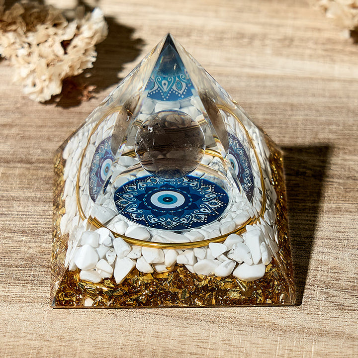 Olivenorma Piramide di cristallo energetico calmante turchese bianco Orgone