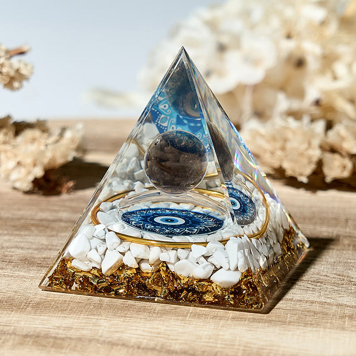 Olivenorma Piramide di cristallo energetico calmante turchese bianco Orgone