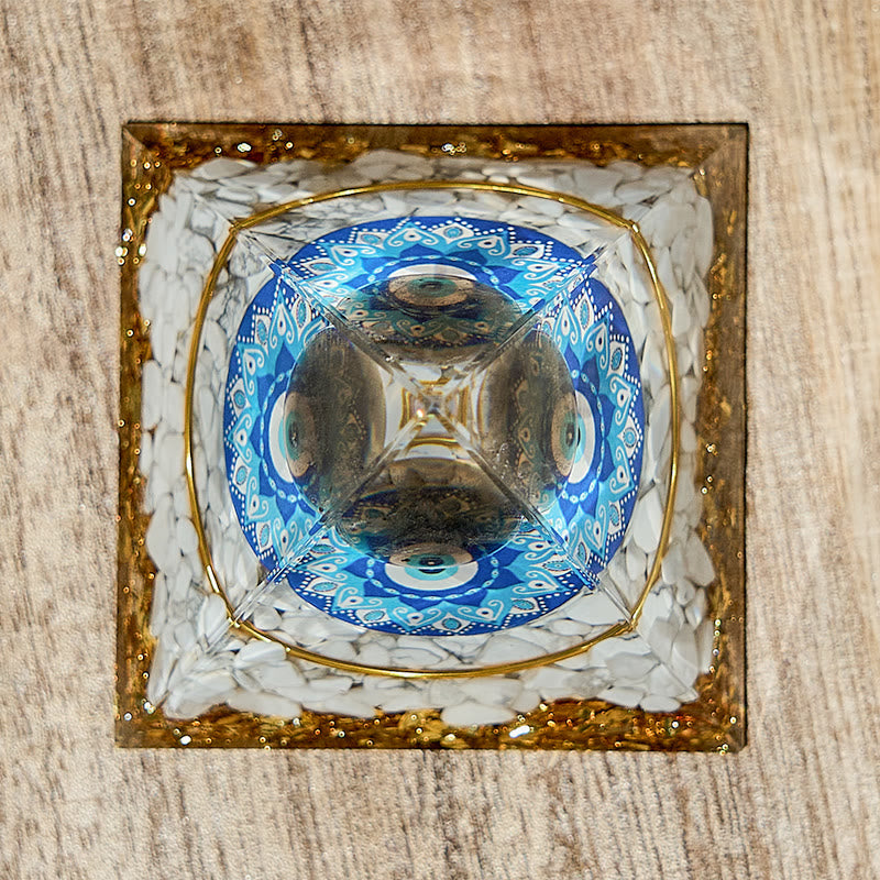 Olivenorma Piramide di cristallo energetico calmante turchese bianco Orgone