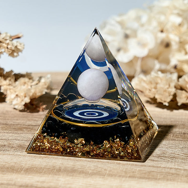 Sfera di agata bianca Olivenorma Protezione dal malocchio Piramide di orgone