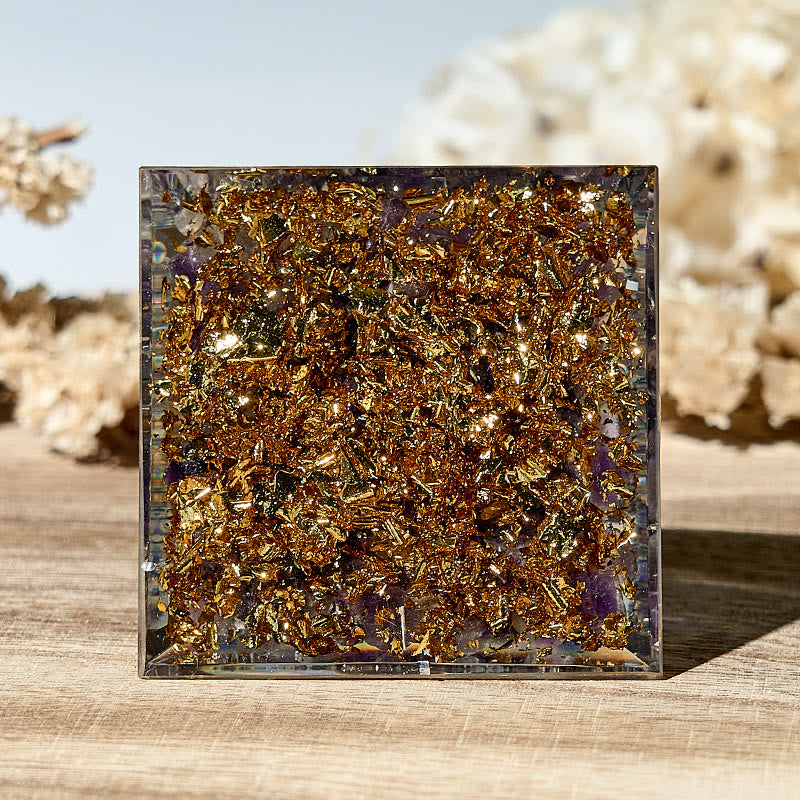 Simbolo del malocchio Olivenorma Piramide di orgone di ametista naturale