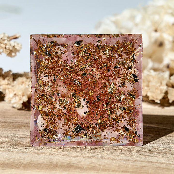 Piramide di orgone curativa al quarzo rosa Olivenorma Lotus