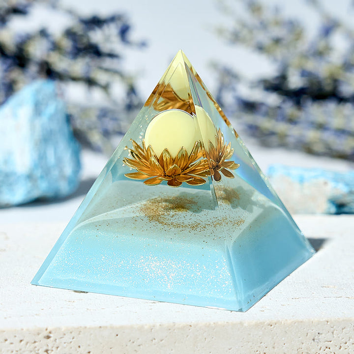 Torre energetica di loto di giada gialla Olivenorma Orgone Pyramid