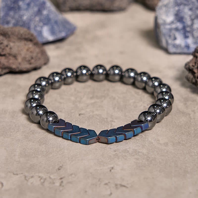 Bracciale con perline a freccia placcate in ematite naturale Olivenorma 