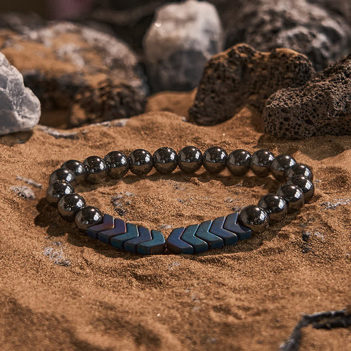 Bracciale con perline a freccia placcate in ematite naturale Olivenorma 