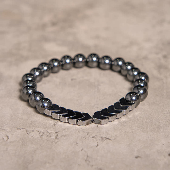 Bracciale Olivenorma con perline di freccia in ematite naturale d'argento 