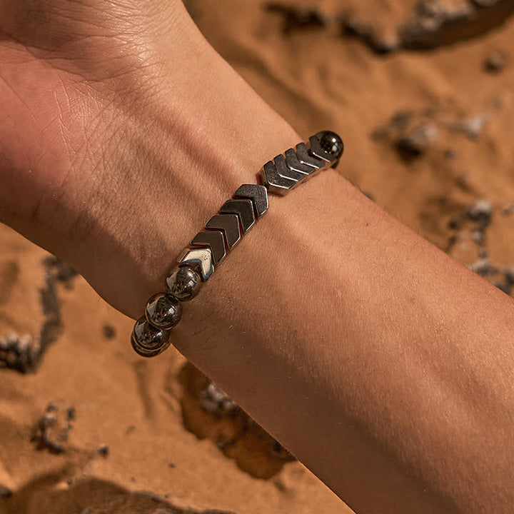 Bracciale Olivenorma con perline di freccia in ematite naturale d'argento 