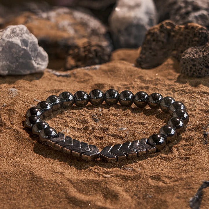 Bracciale Olivenorma con perline di freccia in ematite naturale d'argento 
