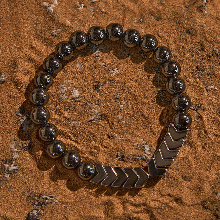Bracciale Olivenorma con perline di freccia in ematite naturale d'argento 