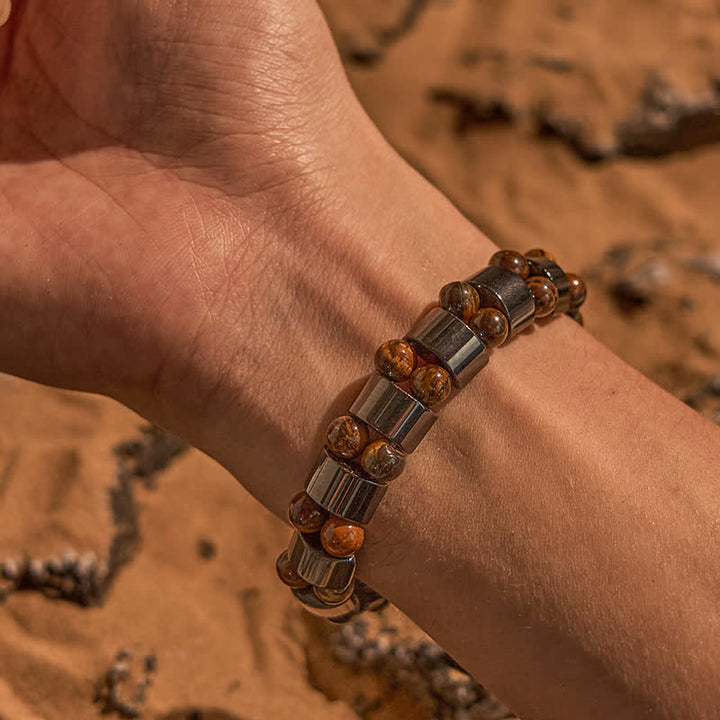 Braccialetto di perline di occhio di tigre in ematite naturale Olivenorma