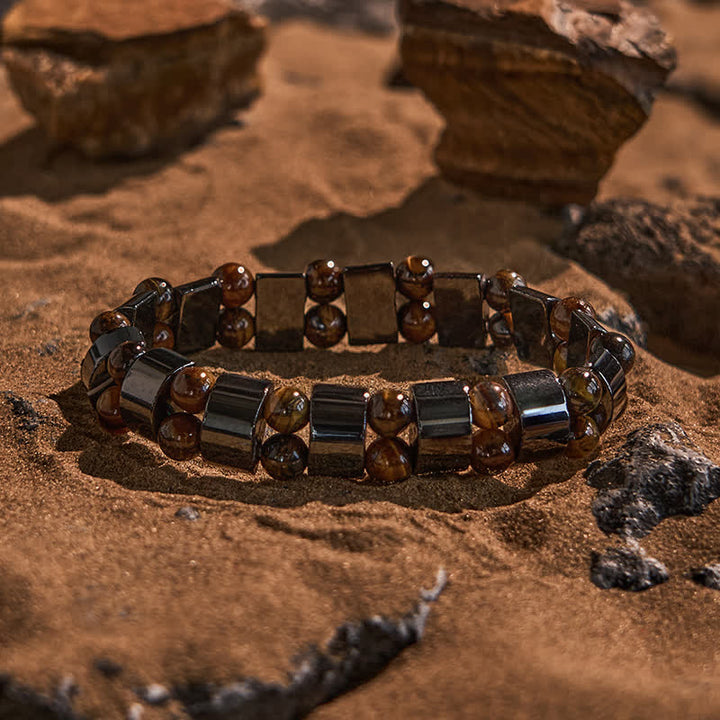 Braccialetto di perline di occhio di tigre in ematite naturale Olivenorma