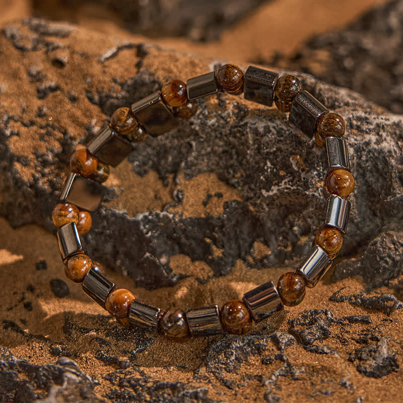 Braccialetto di perline di occhio di tigre in ematite naturale Olivenorma