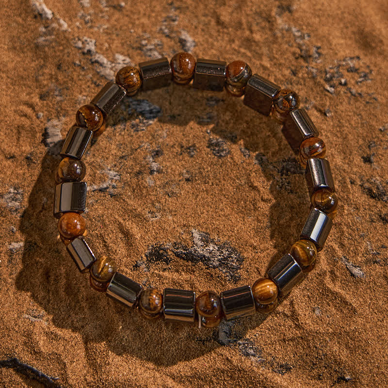 Braccialetto di perline di occhio di tigre in ematite naturale Olivenorma