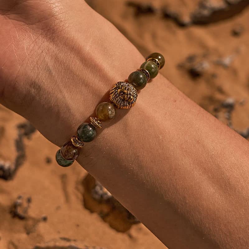 Bracciale Olivenorma con perline di agata muschiata turchese africana naturale