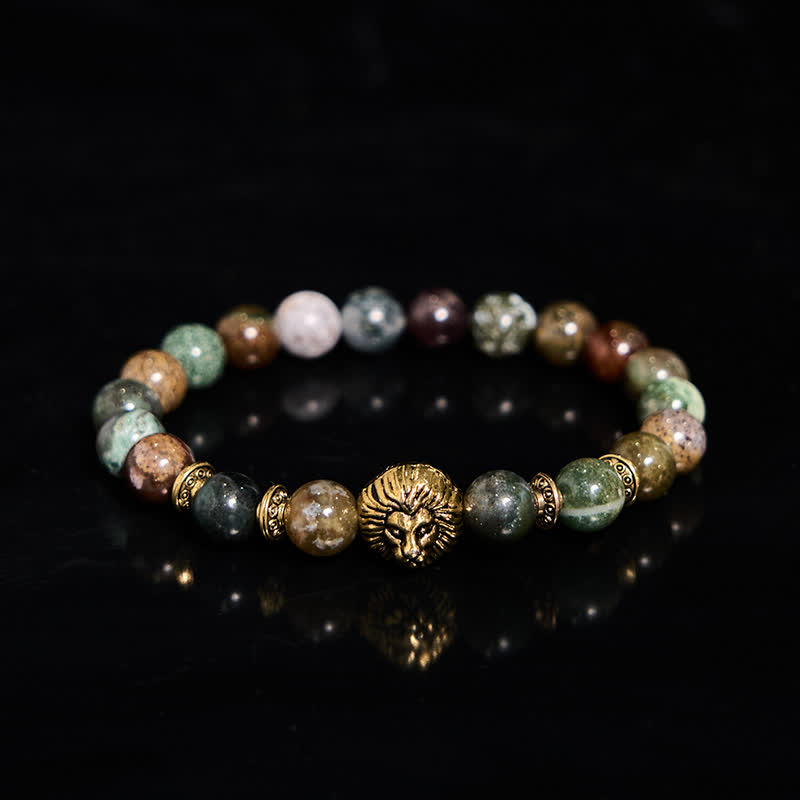 Bracciale Olivenorma con perline di agata muschiata turchese africana naturale