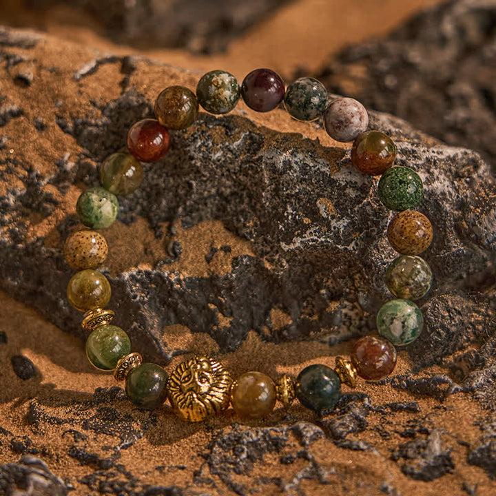 Bracciale Olivenorma con perline di agata muschiata turchese africana naturale