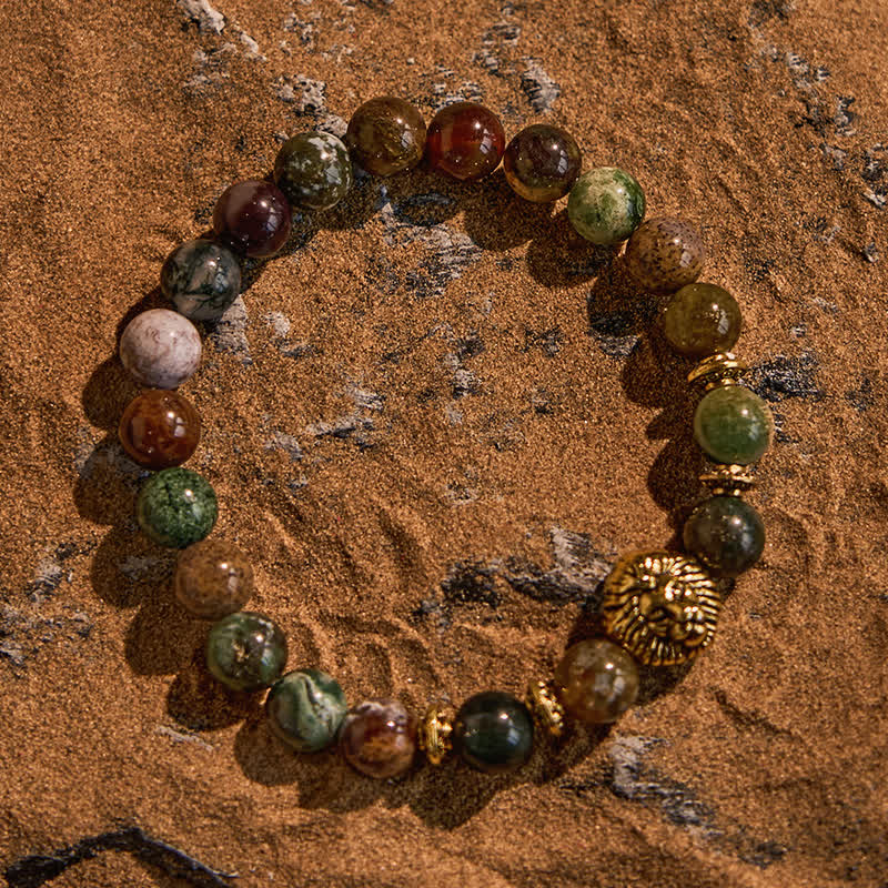 Bracciale Olivenorma con perline di agata muschiata turchese africana naturale