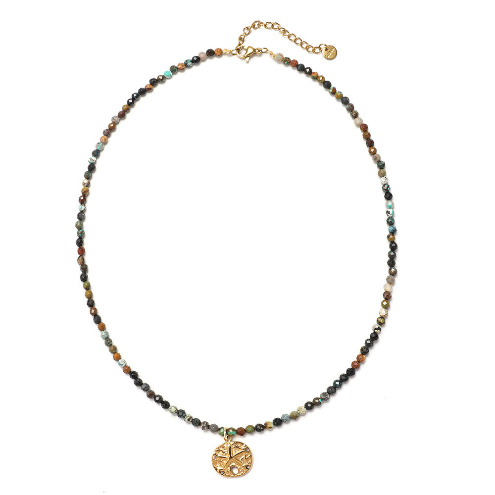 Collana di perline con pietre preziose Olivenorma Boho Sole Luna Stella