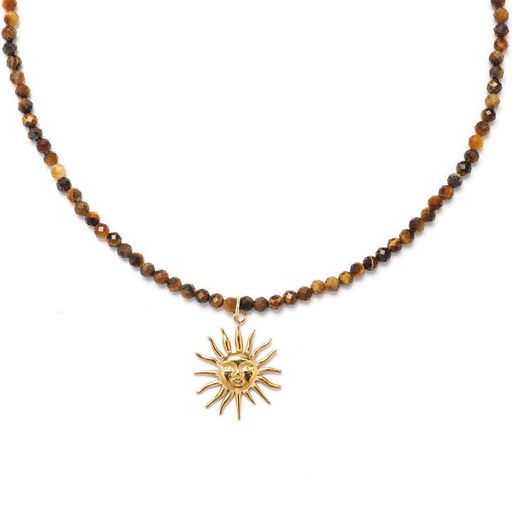 Collana di perline con pietre preziose Olivenorma Boho Sole Luna Stella