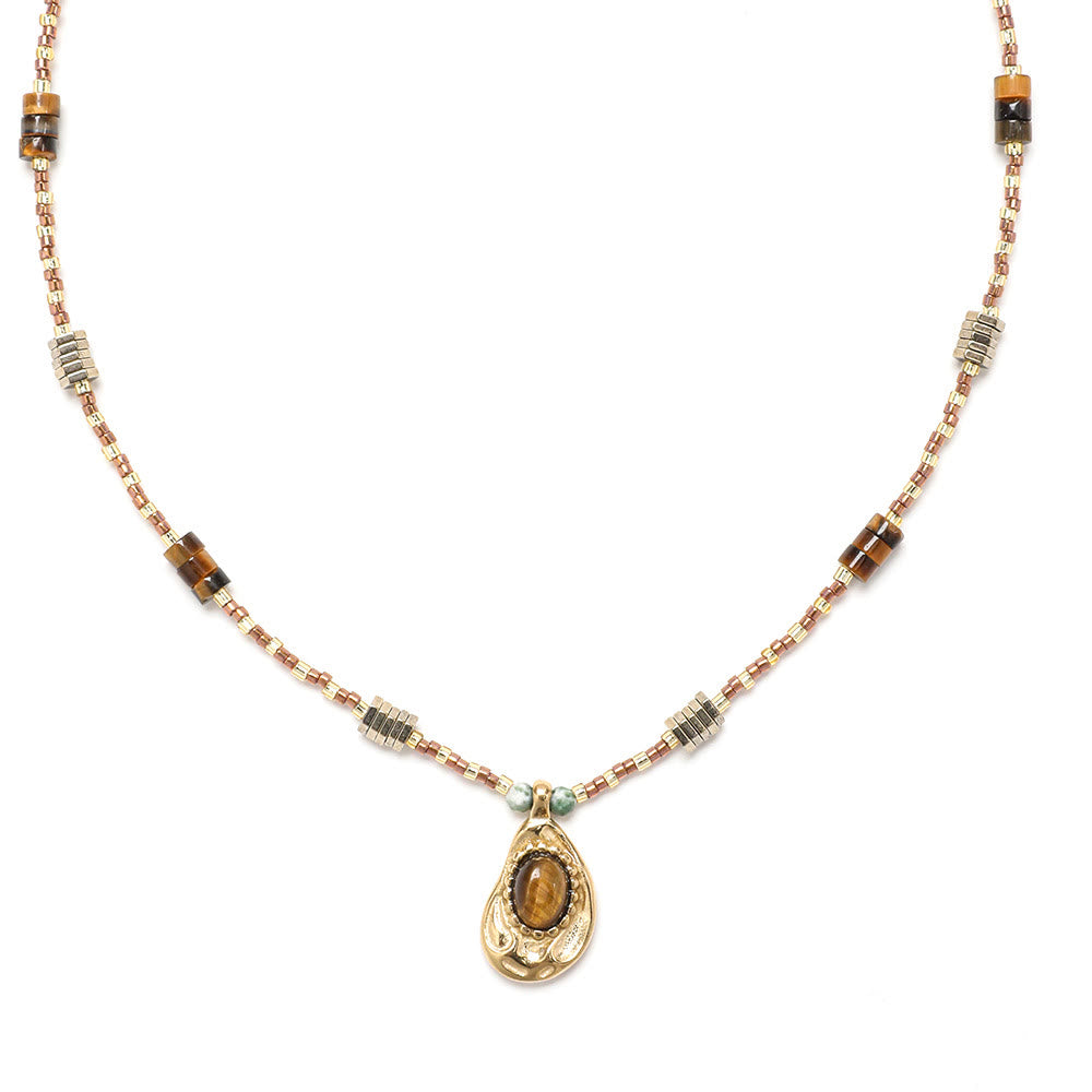 Collana con ciondolo in pietra naturale occhio di tigre Olivenorma