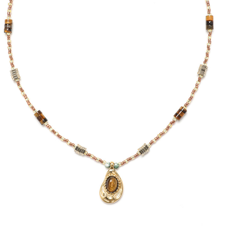Collana con ciondolo in pietra naturale occhio di tigre Olivenorma