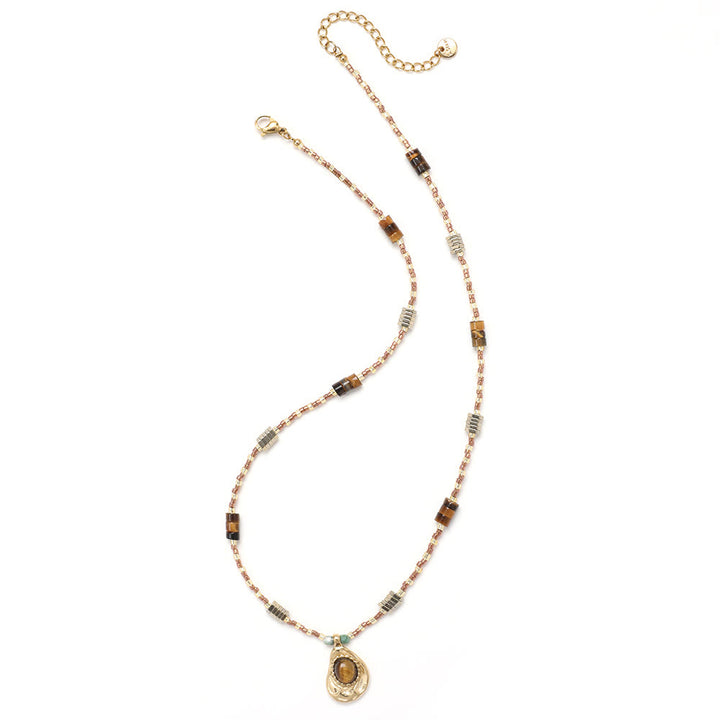 Collana con ciondolo in pietra naturale occhio di tigre Olivenorma