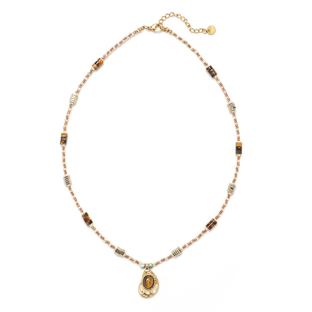 Collana con ciondolo in pietra naturale occhio di tigre Olivenorma