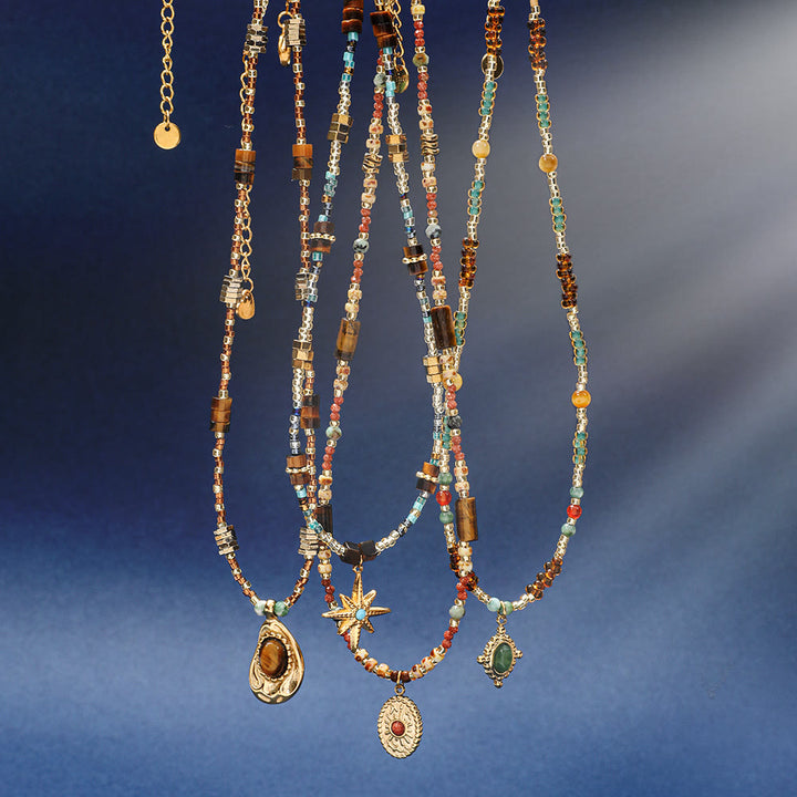 Collana con ciondolo in pietra naturale occhio di tigre Olivenorma
