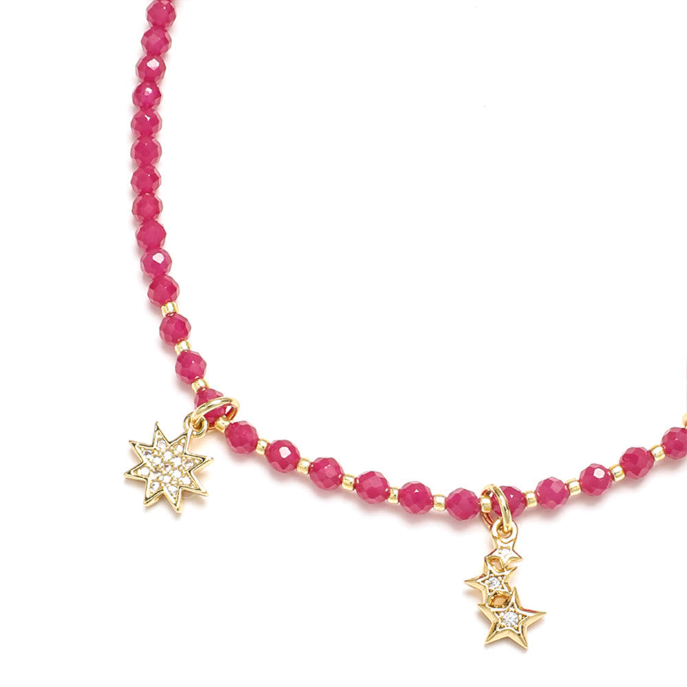 Collana con ciondolo a forma di cuore in pietra preziosa naturale rosa Olivenorma