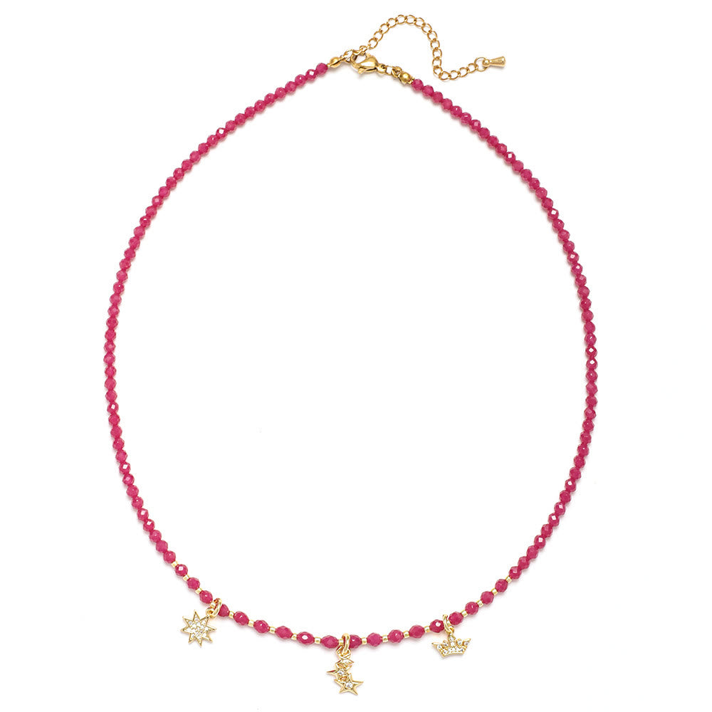 Collana con ciondolo a forma di cuore in pietra preziosa naturale rosa Olivenorma