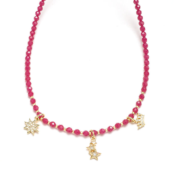Collana con ciondolo a forma di cuore in pietra preziosa naturale rosa Olivenorma